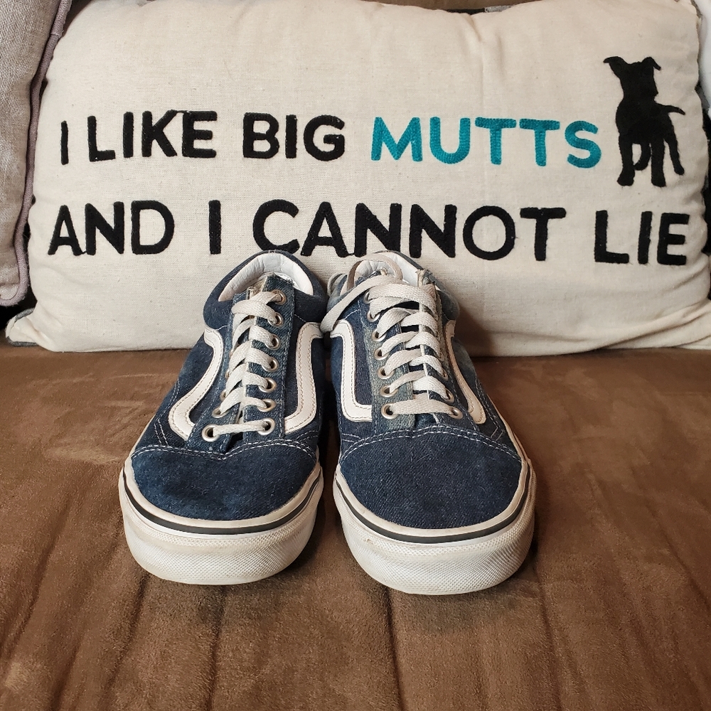 31) VANS Off The Wall Low Acid-wash Denim Platform Sneakers Sz. M's 6½ W's 8 - Picture 2 of 8